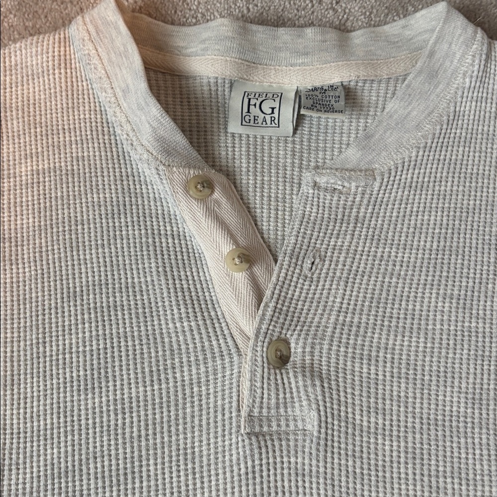 100% Cotton Waffle Knit Henley - Picture 3 of 4